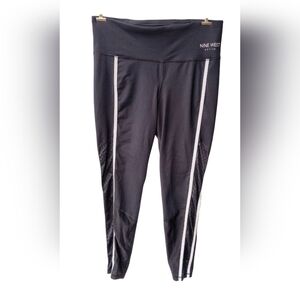 Nine West Active Black & White Yoga Athletic Leggings Reflective Stripes L